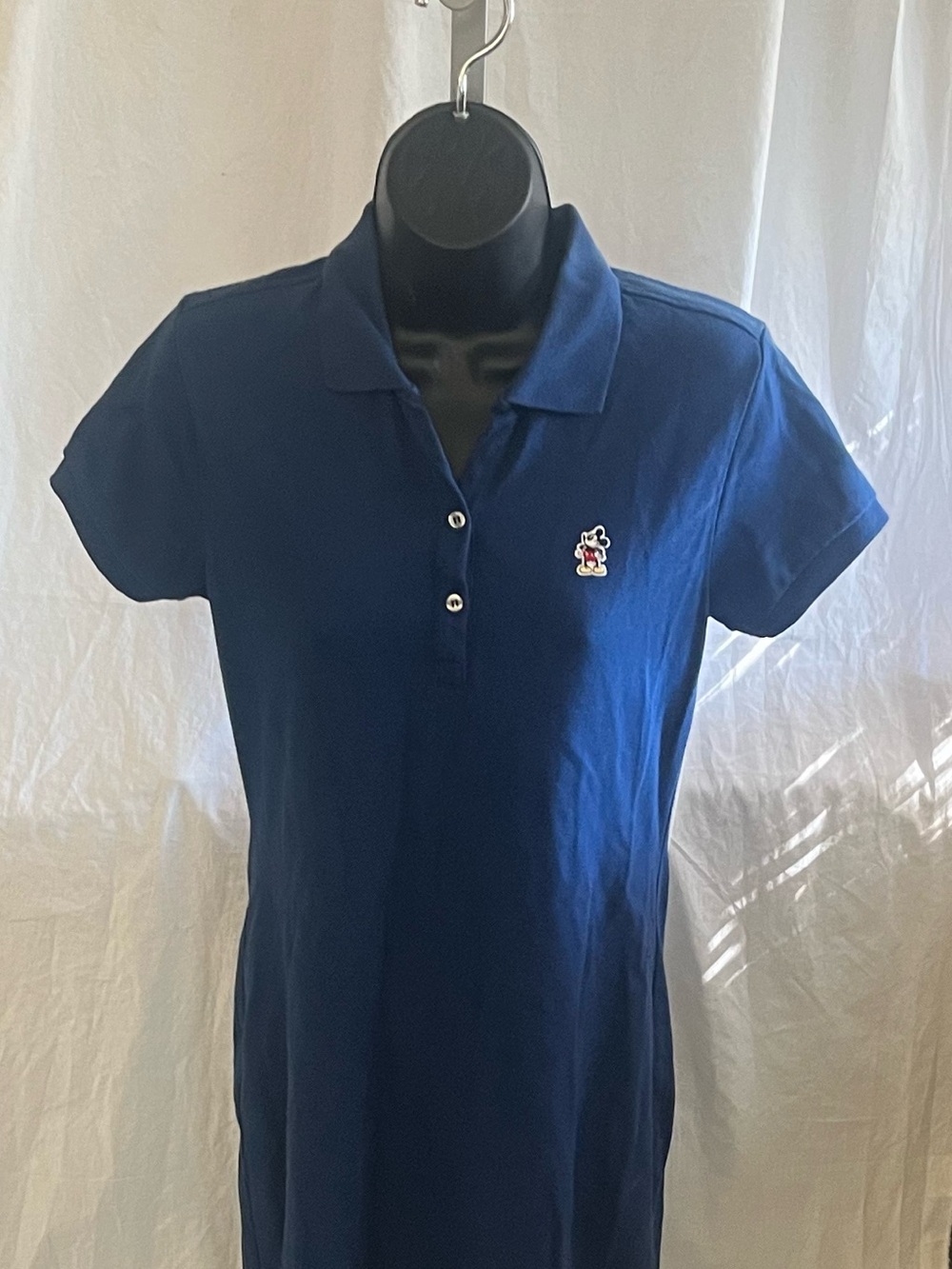 Disney Size S Navy Blue Polo Mini Dress with Embroidered Character
